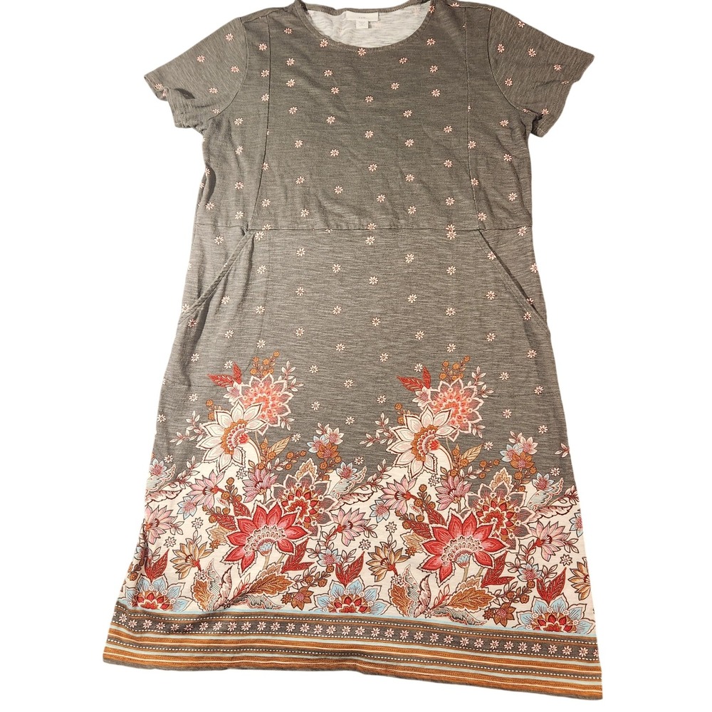 J Jill Dress Womens Floral Pockets Cotton Casual Boho Size Small Petite T style